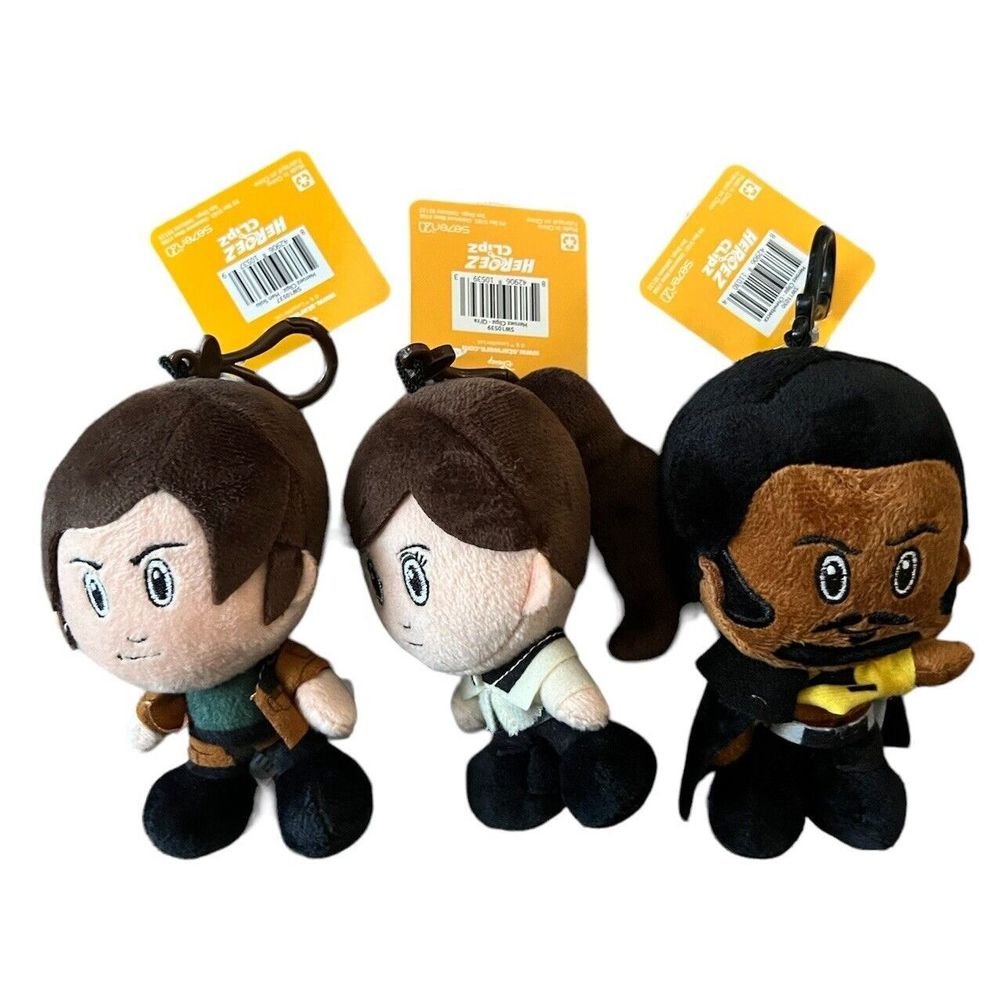 Star Wars Heroez Clipz Lot Mini Plush Han Solo, QI’RA and LANDO NWT